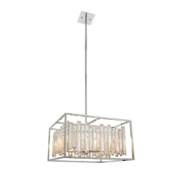 Acadia Polished Chrome and Crystal 6 Light Pendant Ceiling Light