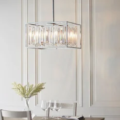 Acadia Polished Chrome and Crystal 6 Light Pendant Ceiling Light
