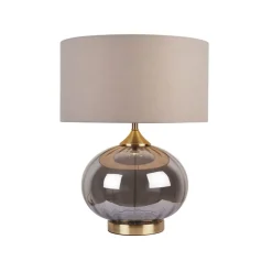 Acilia Antique Brass and Smoked Glass Table Lamp