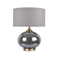 Acilia Antique Brass and Smoked Glass Table Lamp