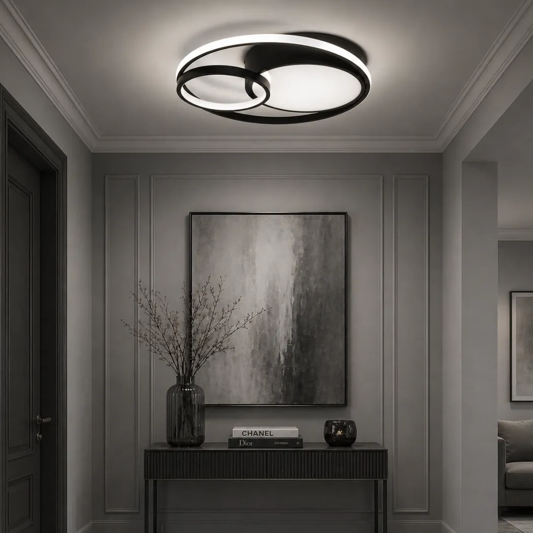 Adara Matt Black LED Flush Ceiling Light