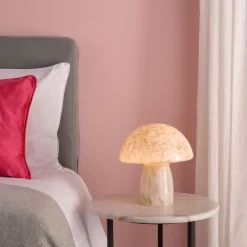 Addie Mushroom White Glass Table Lamp