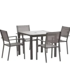 Adrano 4 Seat Polywood Alu Square Collection Stacking