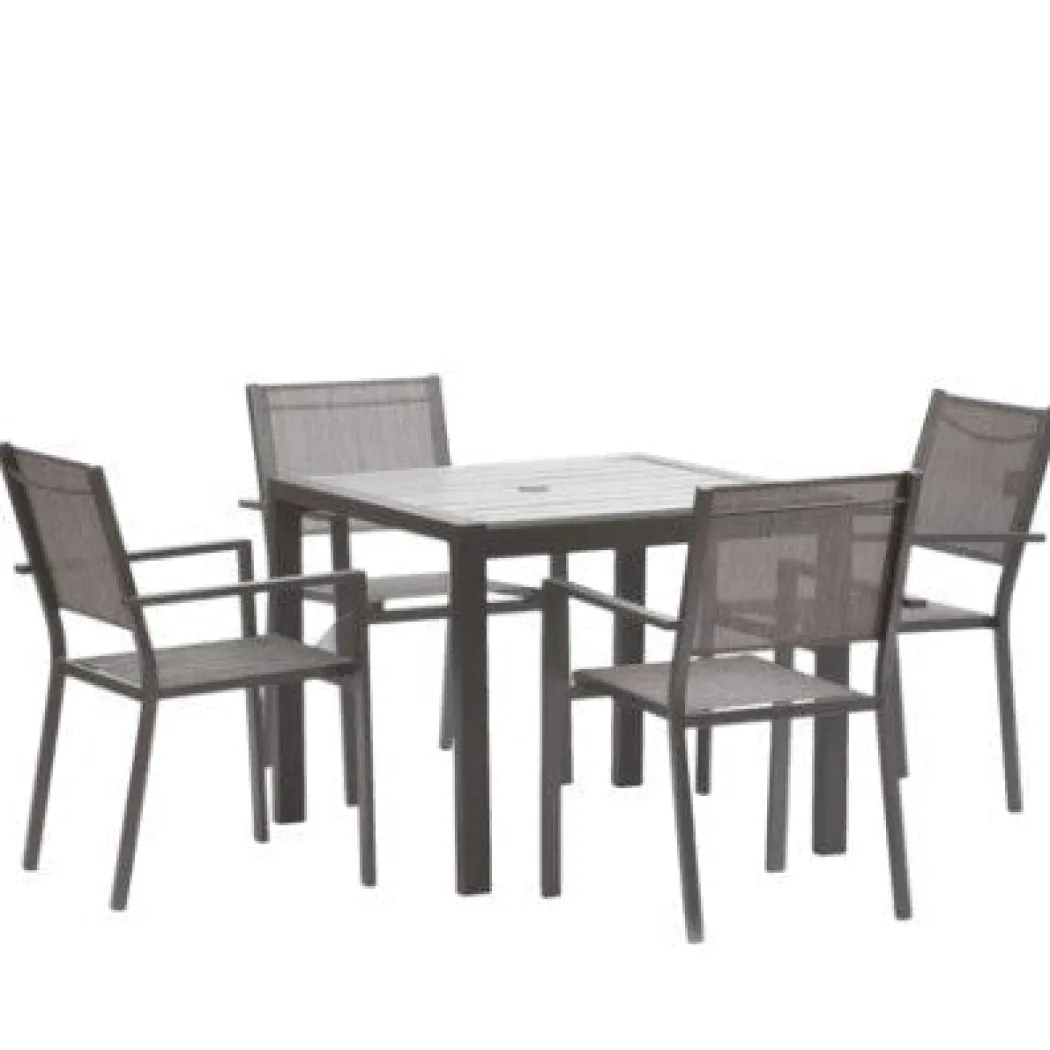 Adrano 4 Seat Polywood Alu Square Collection Stacking