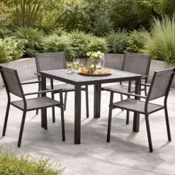 Adrano 4 Seat Polywood Alu Square Collection Stacking