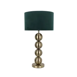 Aila Antique Brass Table Lamp with Green Shade