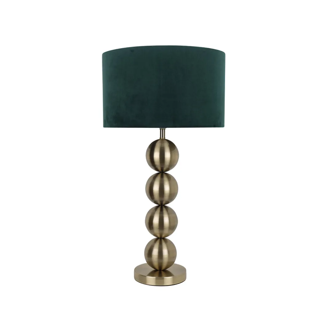 Aila Antique Brass Table Lamp with Green Shade