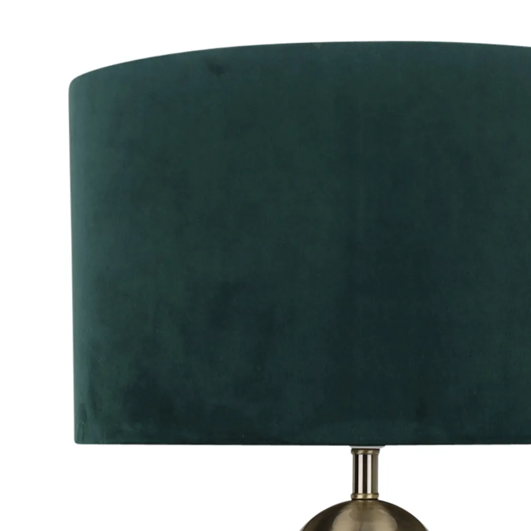 Aila Antique Brass Table Lamp with Green Shade