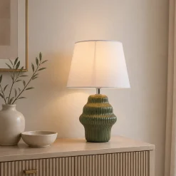 Alanna Green Ribbed Ceramic Table Lamp