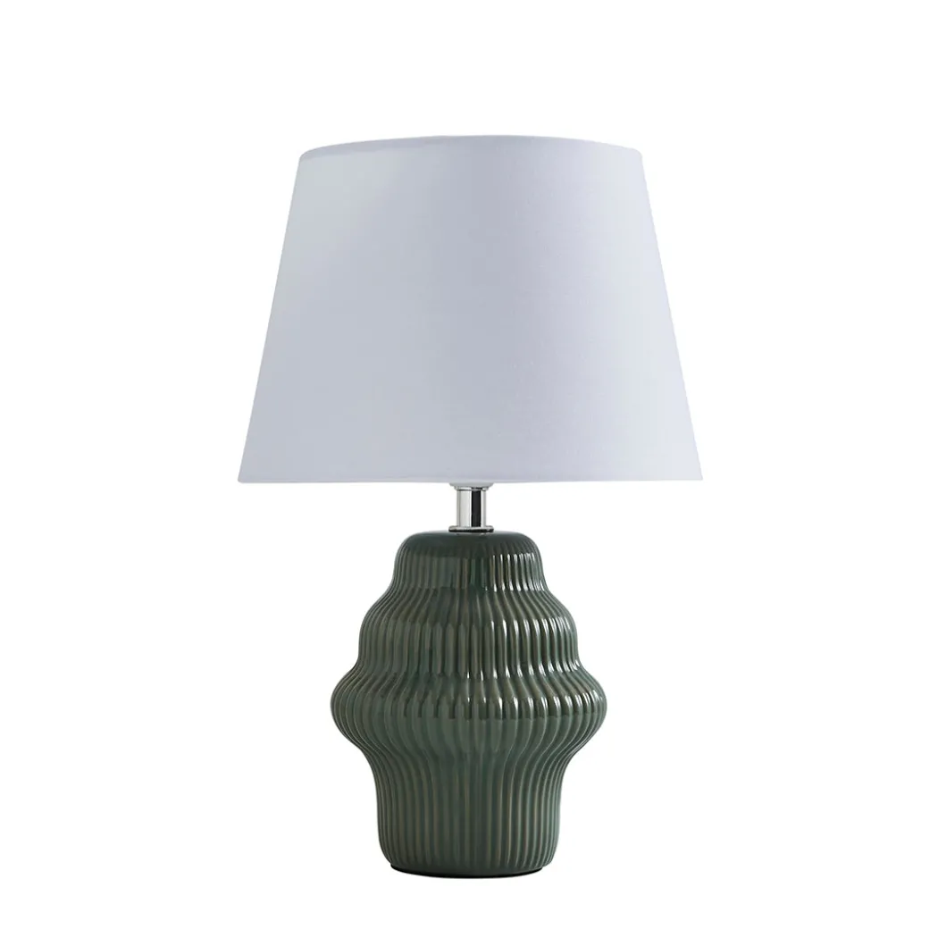 Alanna Green Ribbed Ceramic Table Lamp