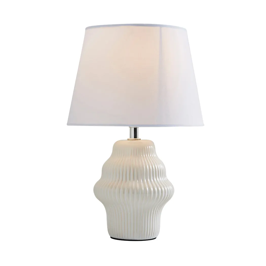Alanna Ivory Ribbed Ceramic Table Lamp