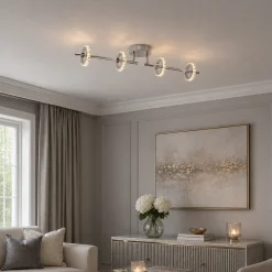 Alexa 4 Spot Polished Chrome & Crystal LED Ceiling Bar