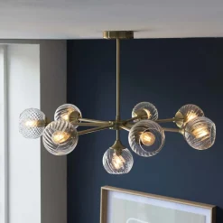 Allegra 8 Light Antique Brass Pendant Ceiling Light