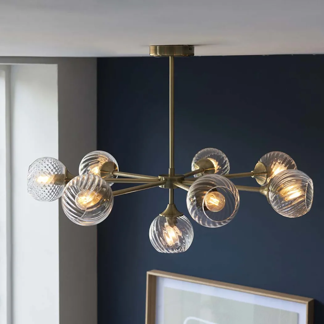 Allegra 8 Light Antique Brass Pendant Ceiling Light