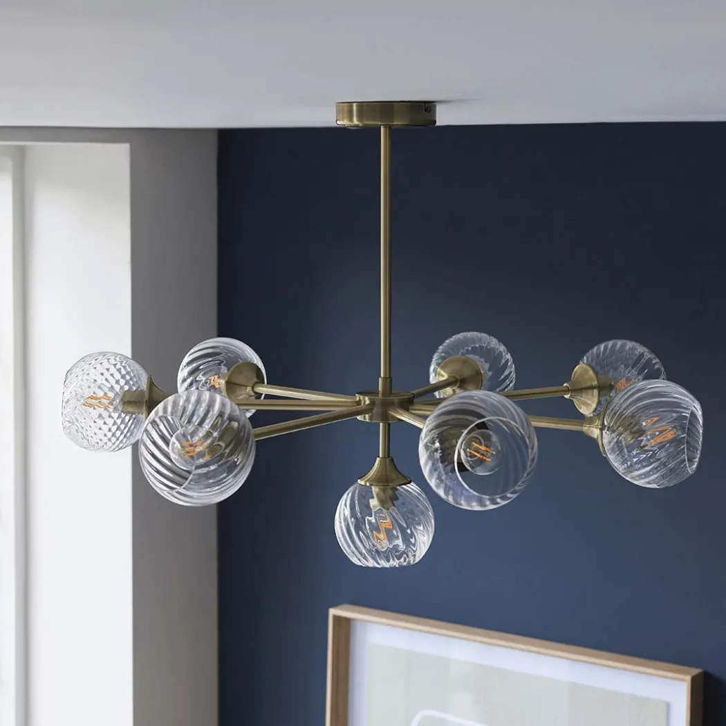 Allegra 8 Light Antique Brass Pendant Ceiling Light