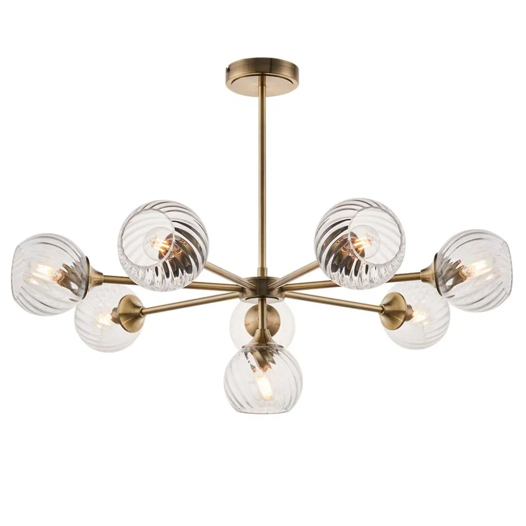 Allegra 8 Light Antique Brass Pendant Ceiling Light