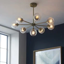 Allegra 8 Light Antique Brass Pendant Ceiling Light