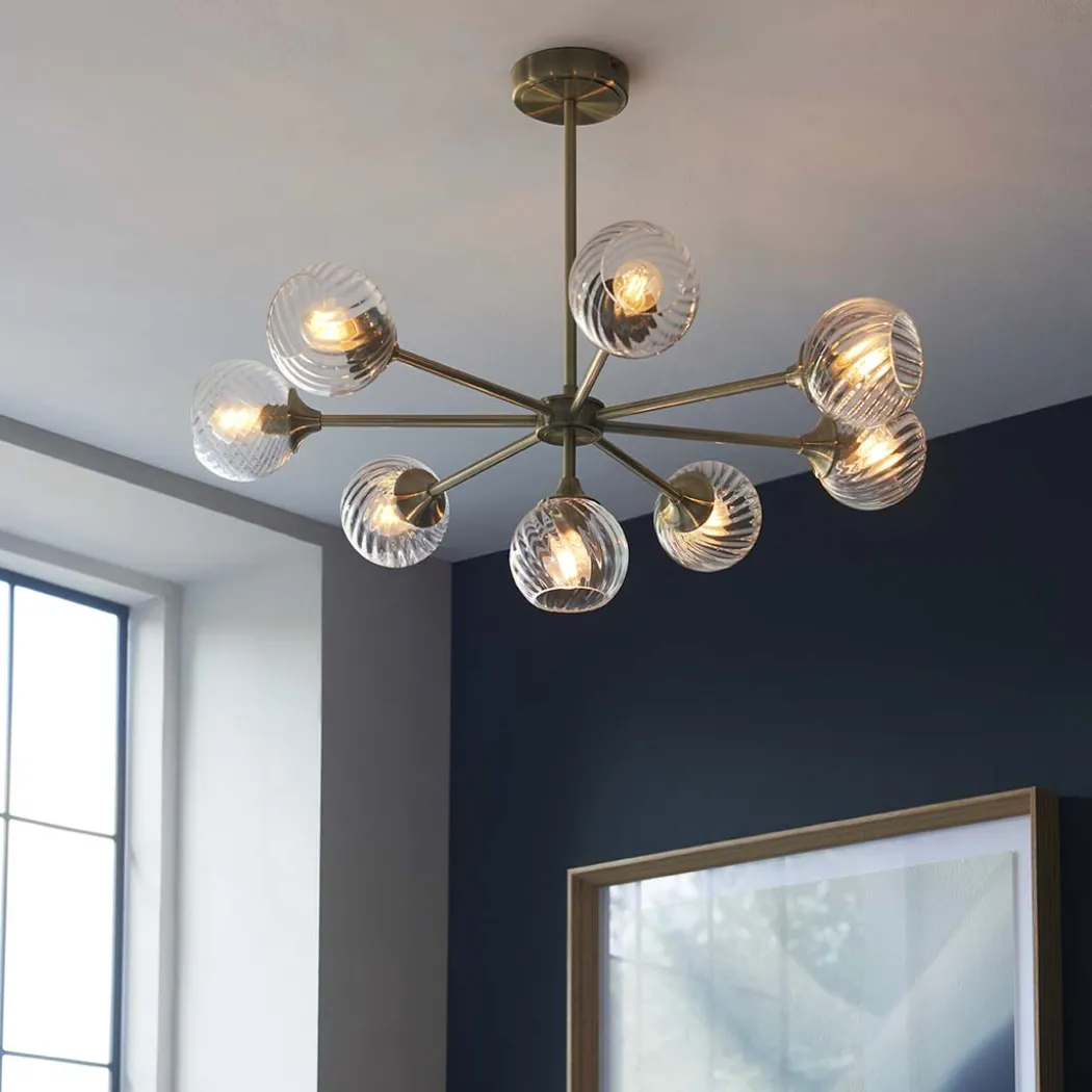 Allegra 8 Light Antique Brass Pendant Ceiling Light