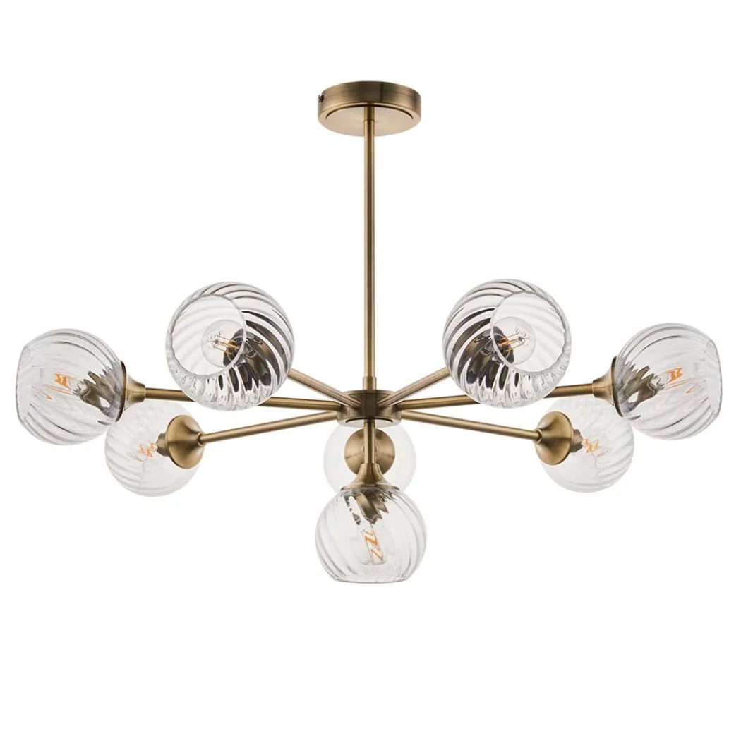 Allegra 8 Light Antique Brass Pendant Ceiling Light