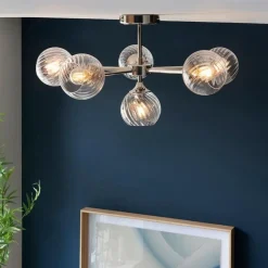 Allegra 6 Light Semi Flush Silver Ceiling Light