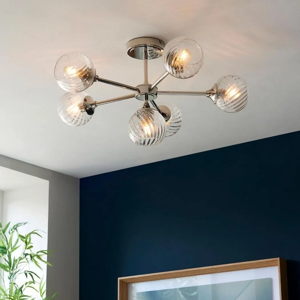 Allegra 6 Light Semi Flush Silver Ceiling Light