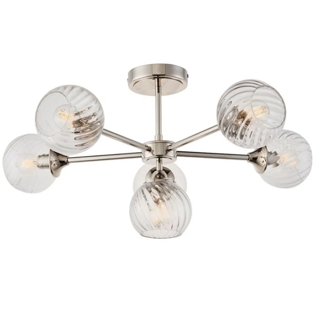 Allegra 6 Light Semi Flush Silver Ceiling Light