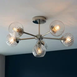Allegra 6 Light Semi Flush Silver Ceiling Light