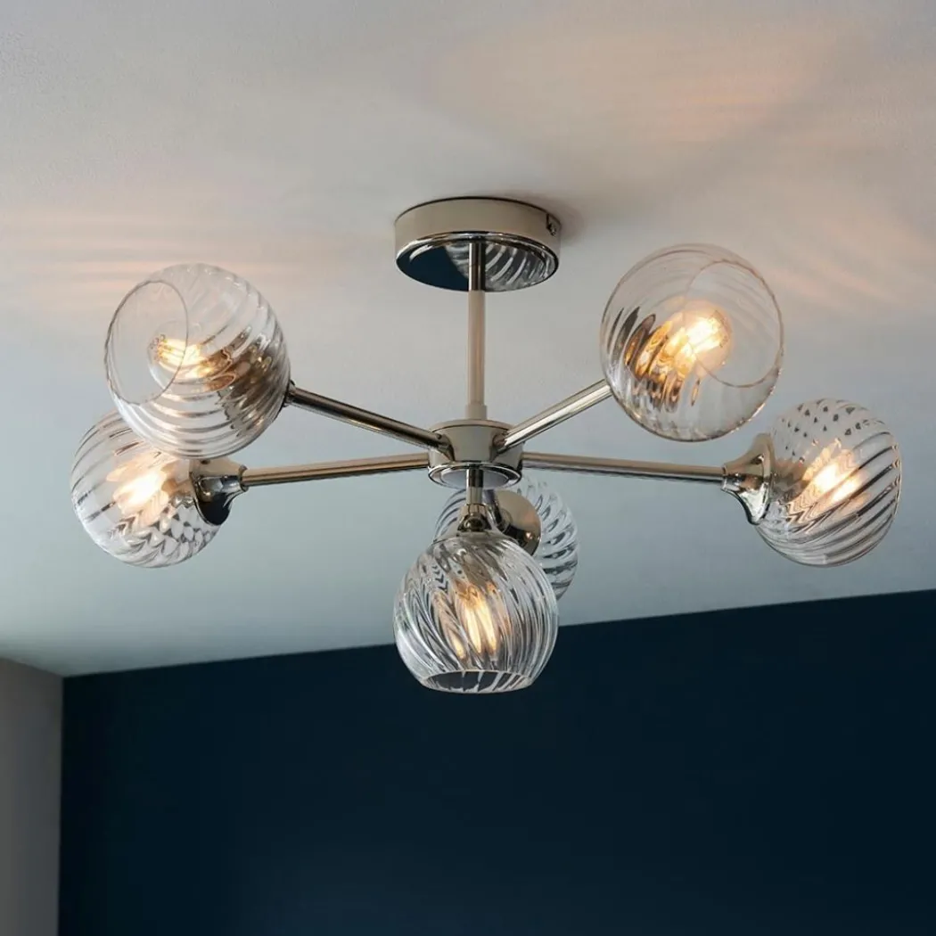 Allegra 6 Light Semi Flush Silver Ceiling Light