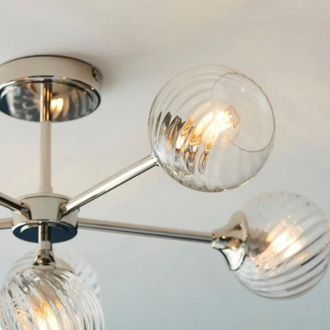 Allegra 6 Light Semi Flush Silver Ceiling Light
