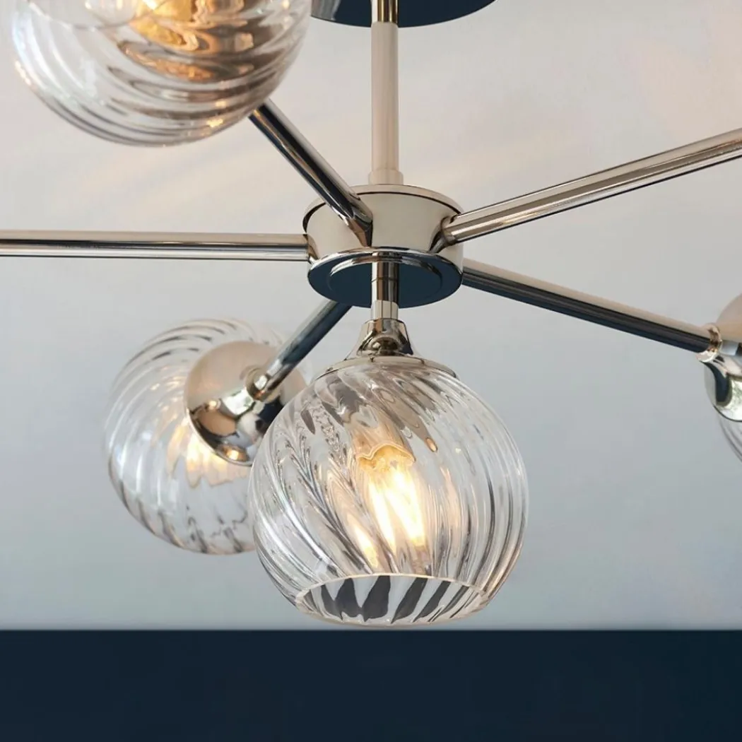 Allegra 6 Light Semi Flush Silver Ceiling Light
