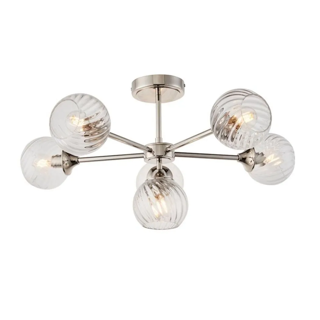 Allegra 6 Light Semi Flush Silver Ceiling Light
