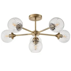 Allegra 6 Light Semi Flush Antique Brass Ceiling Light