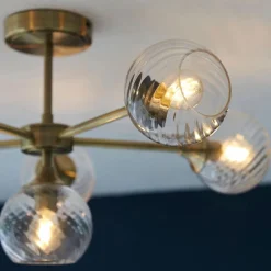 Allegra 6 Light Semi Flush Antique Brass Ceiling Light