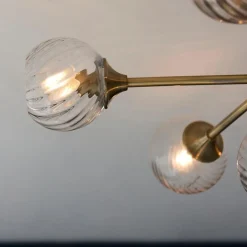 Allegra 6 Light Semi Flush Antique Brass Ceiling Light