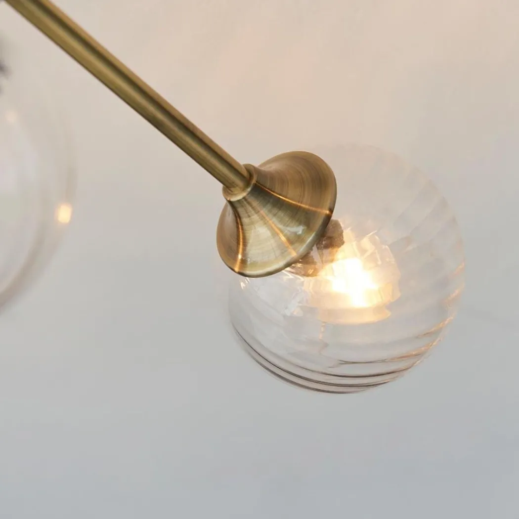 Allegra 6 Light Semi Flush Antique Brass Ceiling Light