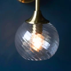Allegra Antique Brass Wall Light with Twisted Glass Shade