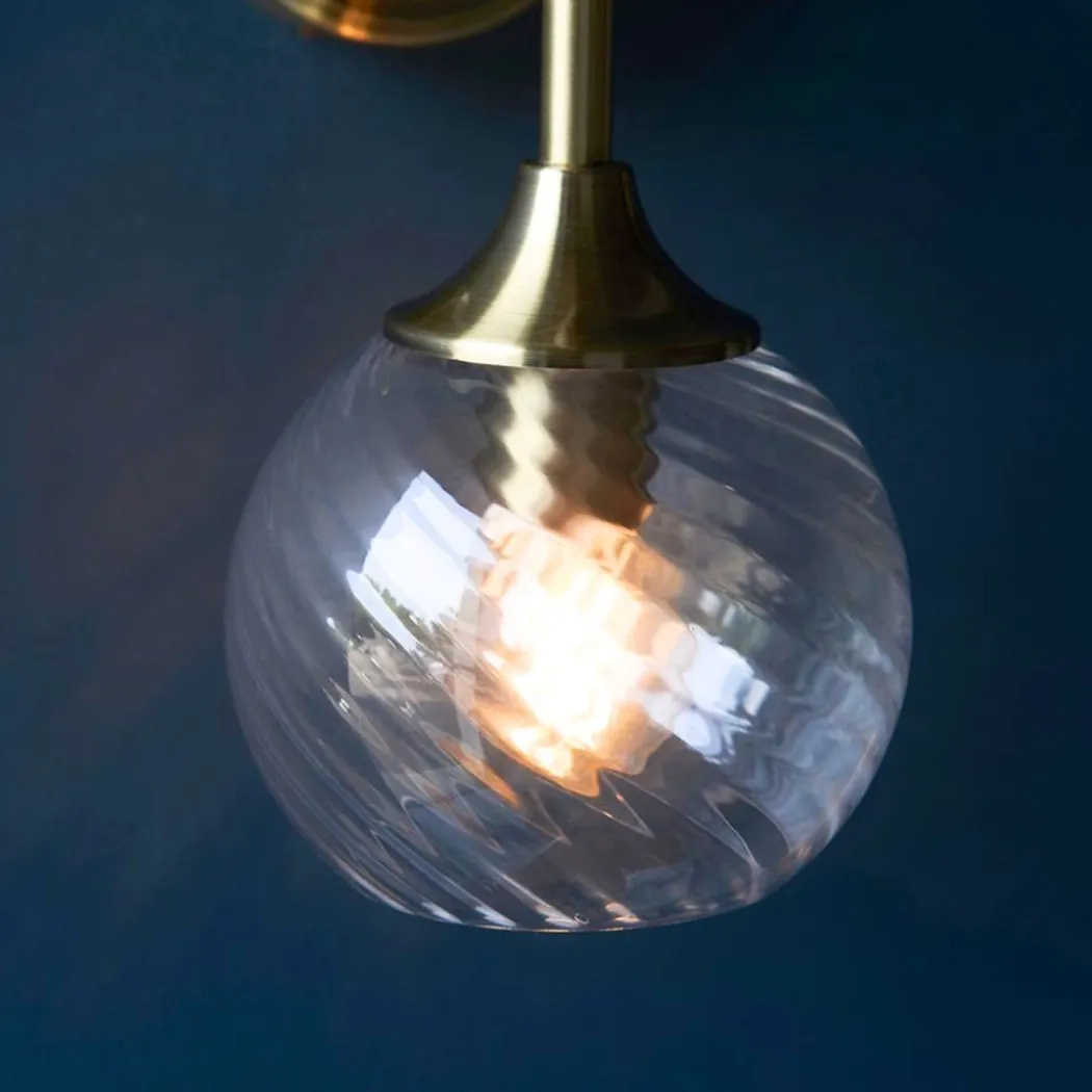 Allegra Antique Brass Wall Light with Twisted Glass Shade
