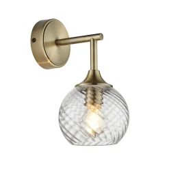 Allegra Antique Brass Wall Light with Twisted Glass Shade