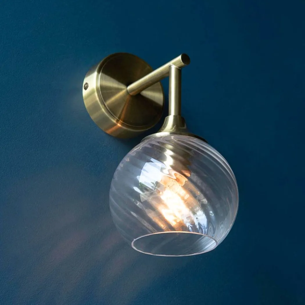 Allegra Antique Brass Wall Light with Twisted Glass Shade