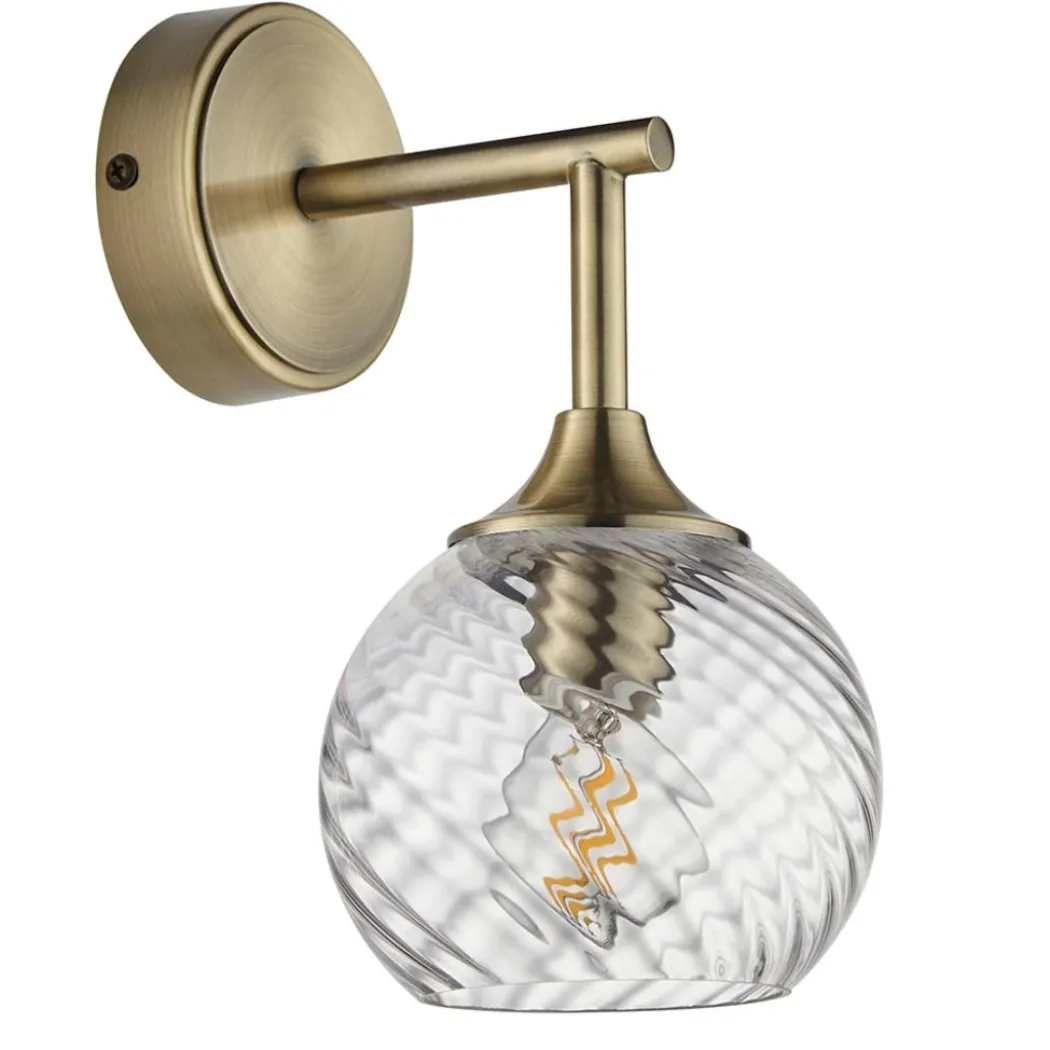 Allegra Antique Brass Wall Light with Twisted Glass Shade