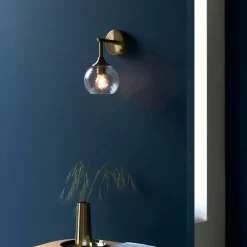 Allegra Antique Brass Wall Light with Twisted Glass Shade