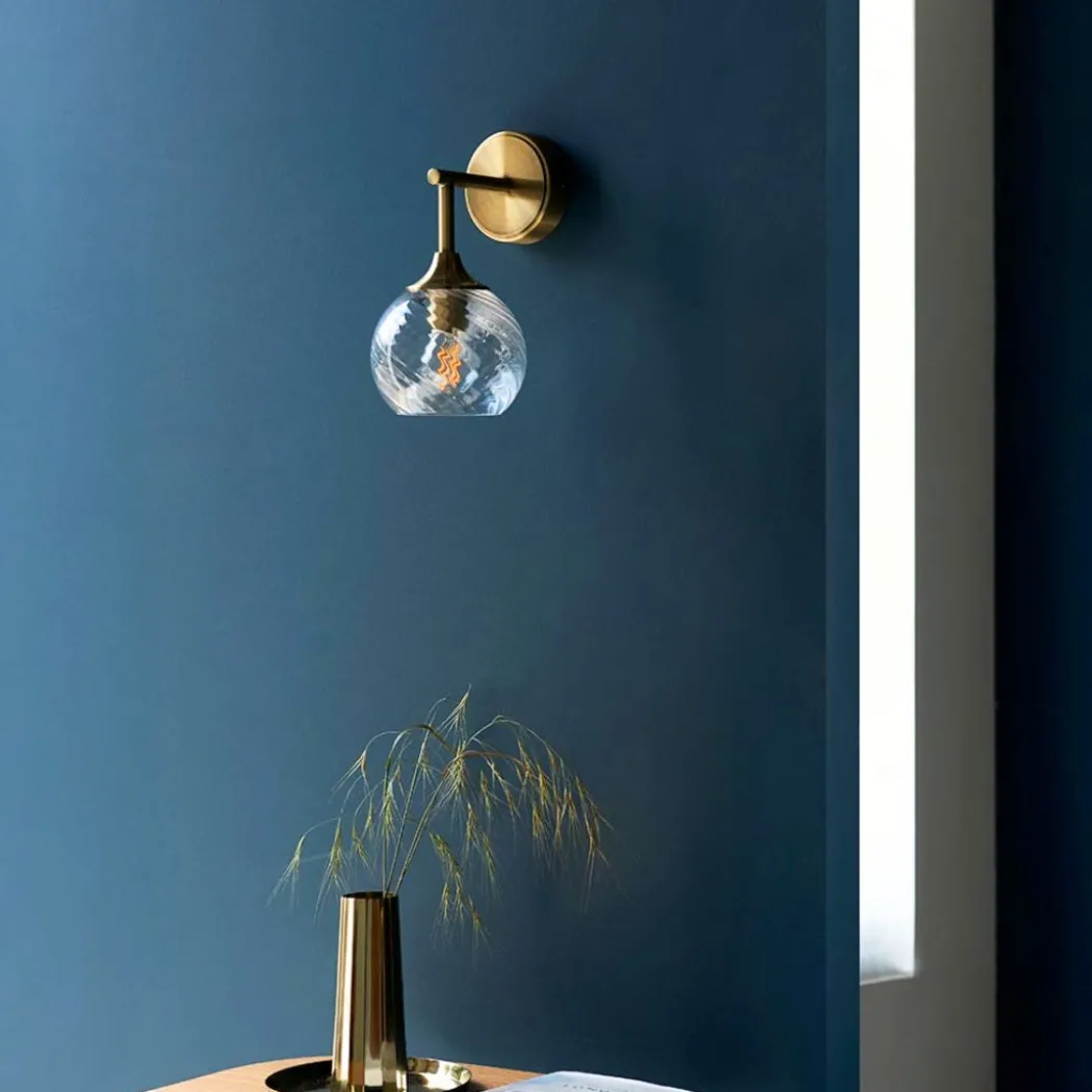 Allegra Antique Brass Wall Light with Twisted Glass Shade