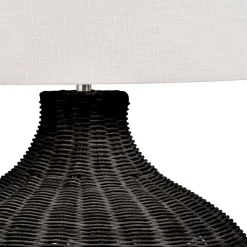 Allona Black Rattan Round Table Lamp