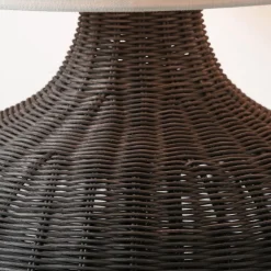 Allona Black Rattan Round Table Lamp