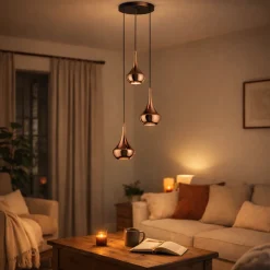 Almoster 3 Light Copper Multidrop Ceiling Pendant