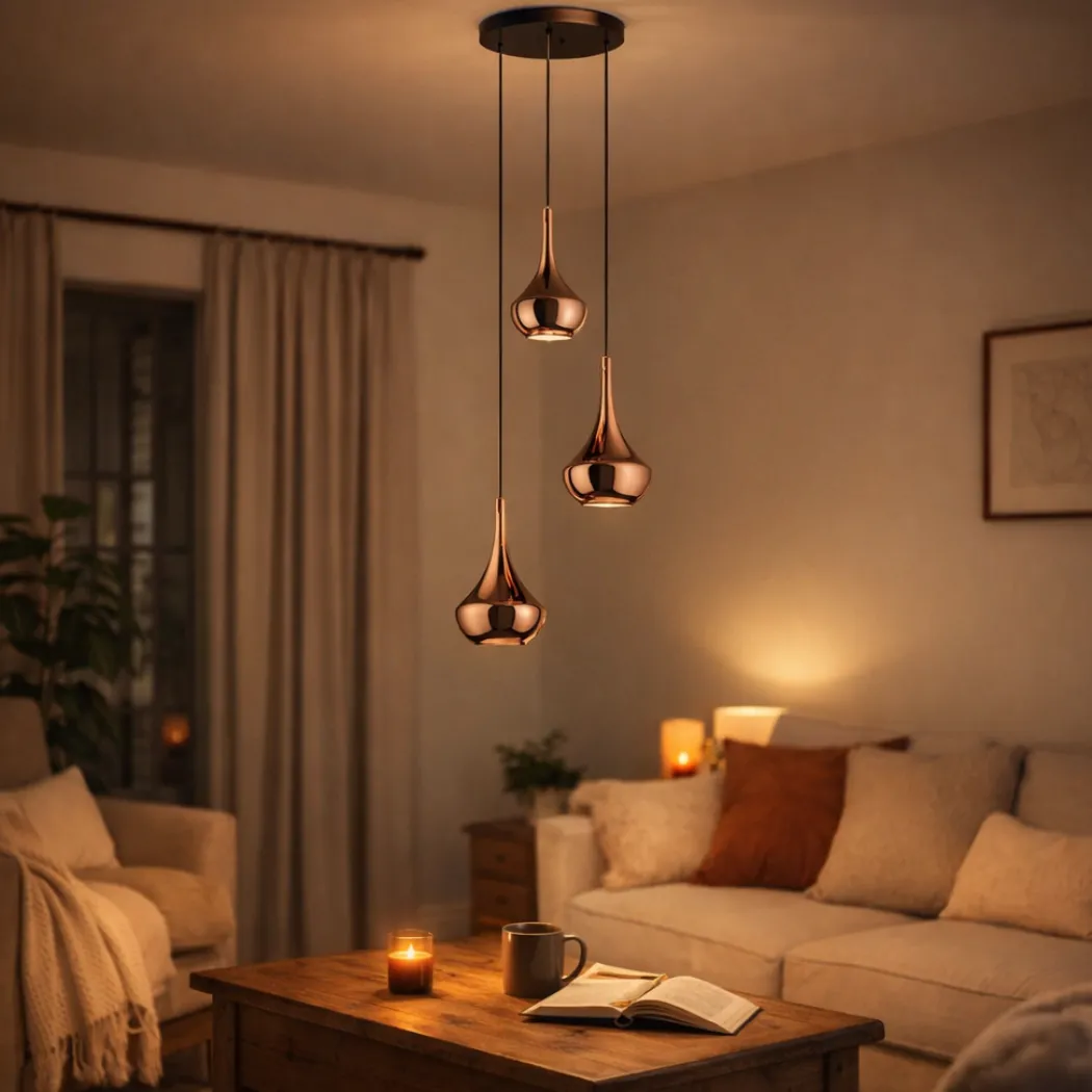 Almoster 3 Light Copper Multidrop Ceiling Pendant