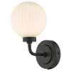 Alrik Matt Black & Opal Wall Light IP44