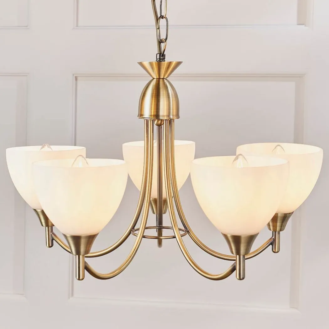 Alton 5 Light Antique Brass Pendant Ceiling Light