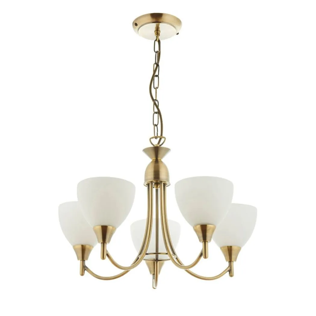 Alton 5 Light Antique Brass Pendant Ceiling Light
