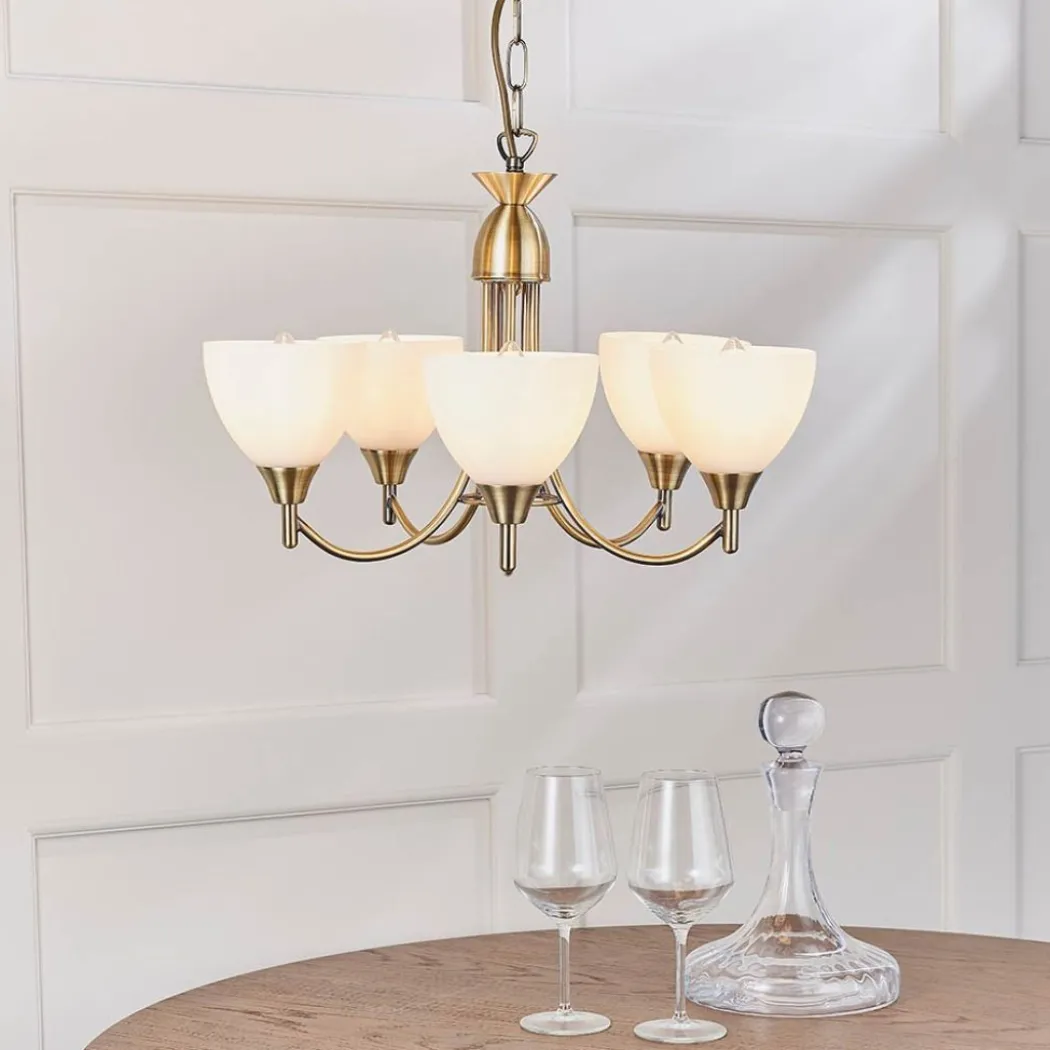 Alton 5 Light Antique Brass Pendant Ceiling Light